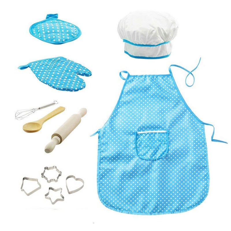 Capstro Kids Baking Kit – Apron, Hat & Baking Tools Set for Pretend Cooking, Creative Play & Hands-On Learning | Screen-Free Kitchen Role-Play Set – Blue Outfit Set - Image 1